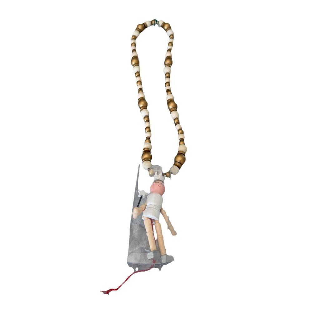 Simply Southern Wooden Beaded Gold Nutcracker Ballerina Holiday Necklace ~ NWT